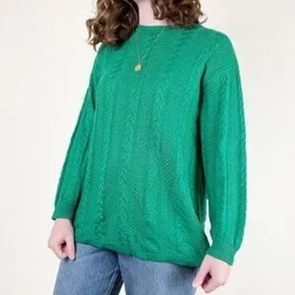 Green Cable Knit Sweater